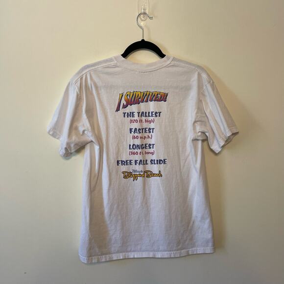 Y2K Disney S short sleeve t-shirt I Survived Summit Planet VINTAGE cotton white - Picture 6 of 9